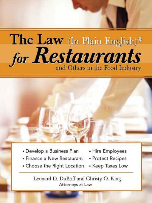 Title details for The Law (in Plain English)® for Restaurants and Others in the Food Industry by Leonard D. Duboff - Available